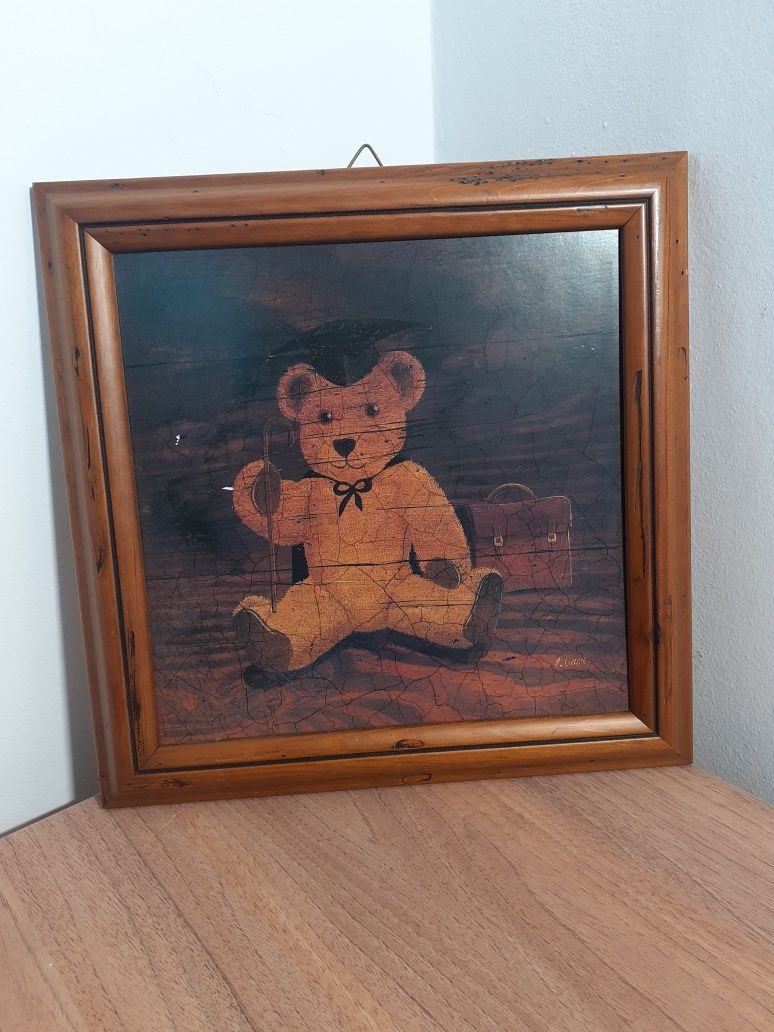 Obrazek z misiem retro vintage