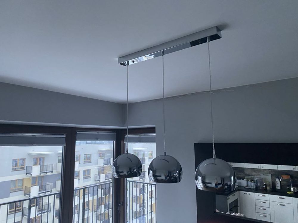 Zestaw lamp do salonu piekne lustrzane -  kula mirror ball srebrna