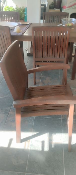 Mesa madeira maciça+ conjunto 6 cadeiras