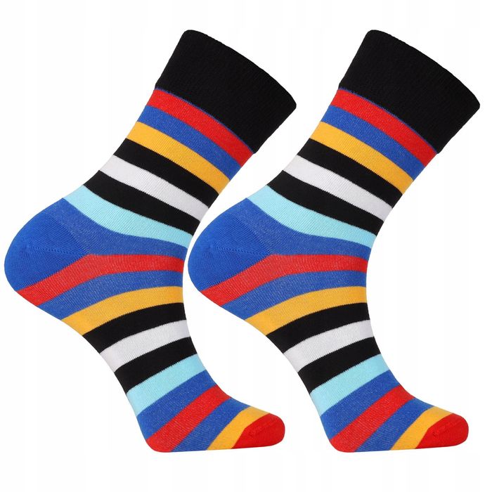 Skarpetki Męskie Bawełniane Kolorowe Paski Długie Moraj 3-Pary 39-42