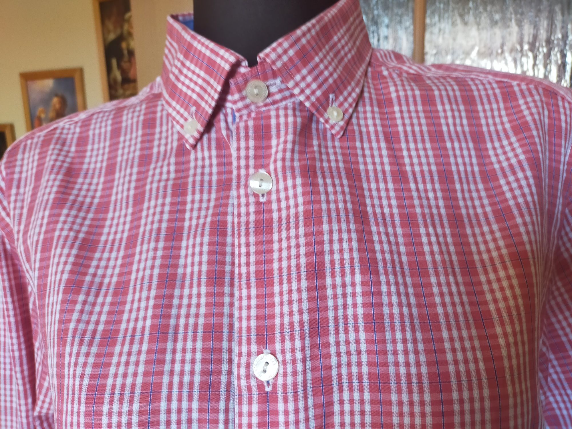 Koszula męska kratka krata sto procent cotton Mario Conti rozmiar M
