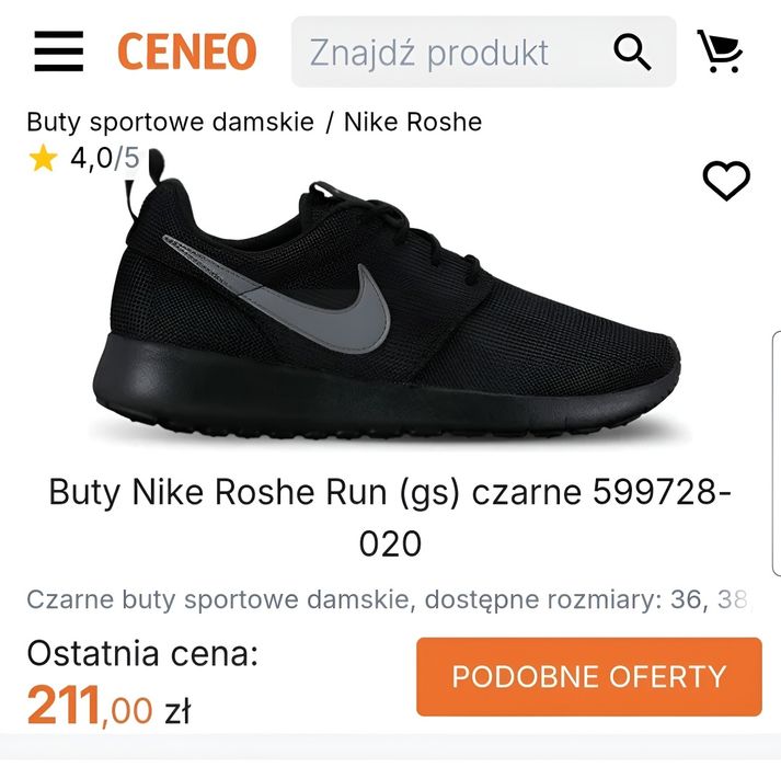 Buty adidasy Nike Roshe Run (gs) r 37,5