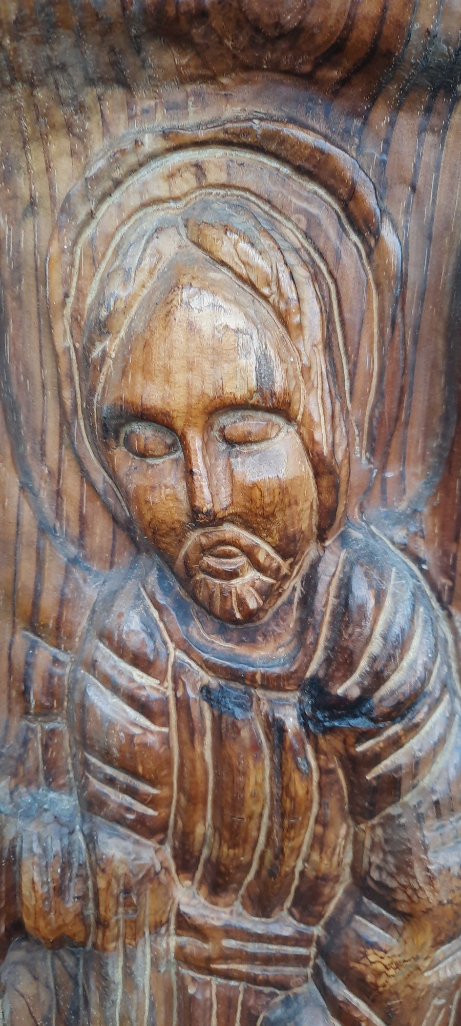 Antyk,drewno, przepiękna płaskorzeźba Świętego Jerzego lata 30-40 XX w