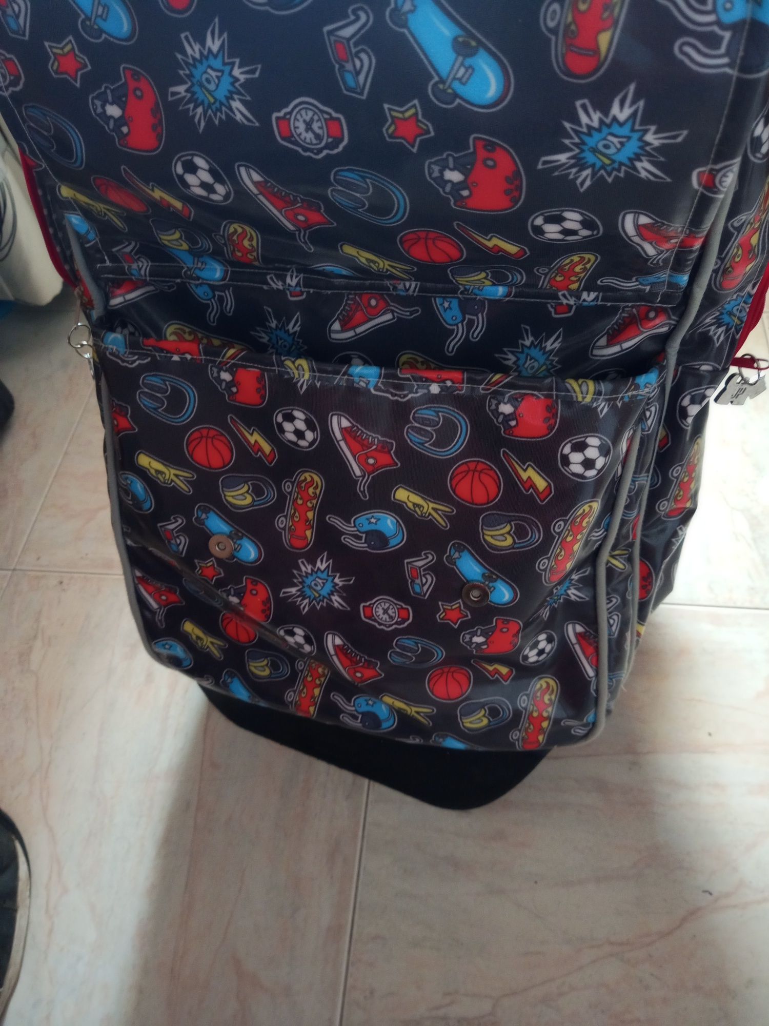 Mochila de criança plastificada com troley