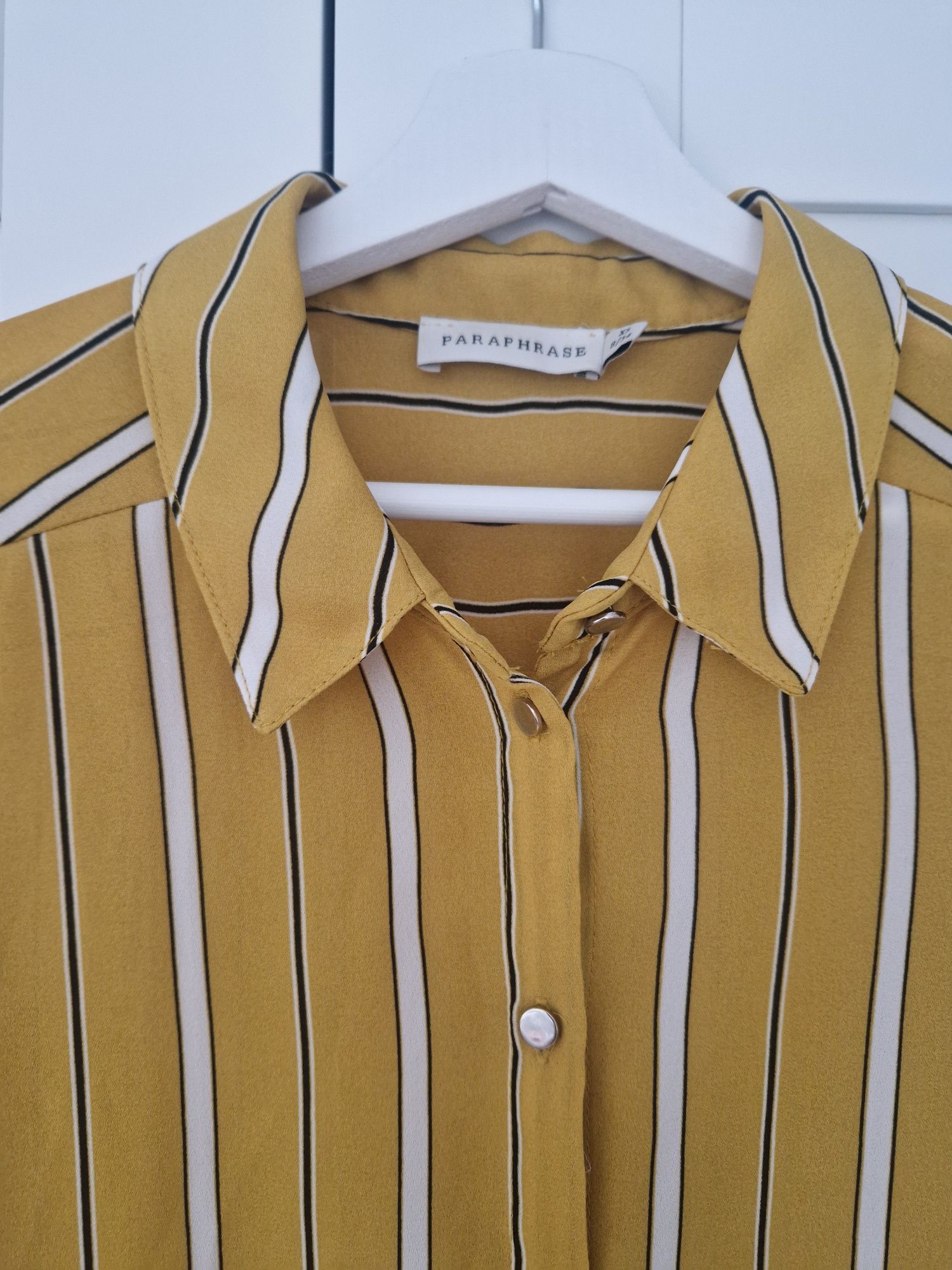 Żółta, musztardowa elegancka koszula w paski Paraphrase XS, 34