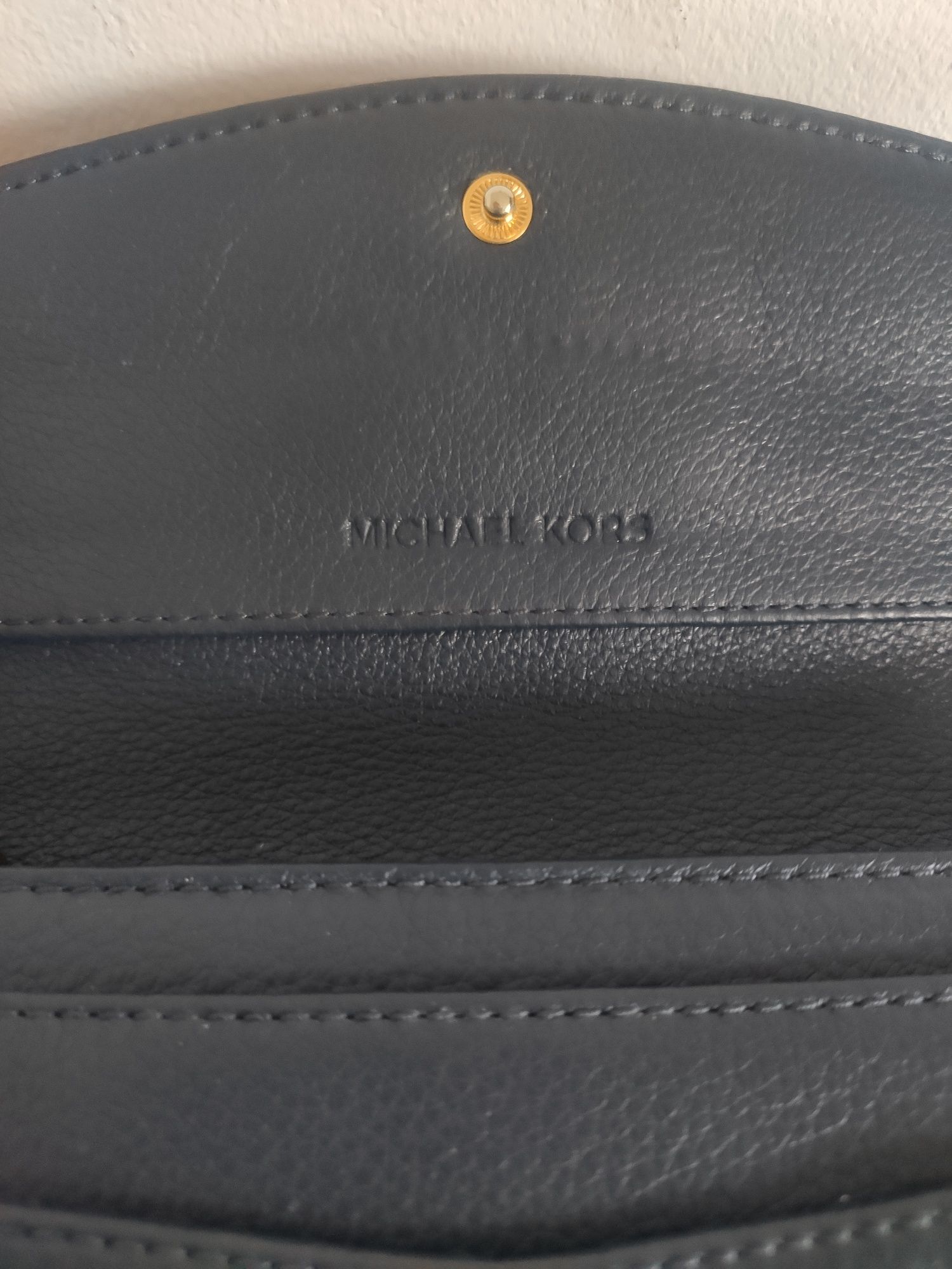 Michael Kors piękny, granatowy portfel ze skóry naturalnej
