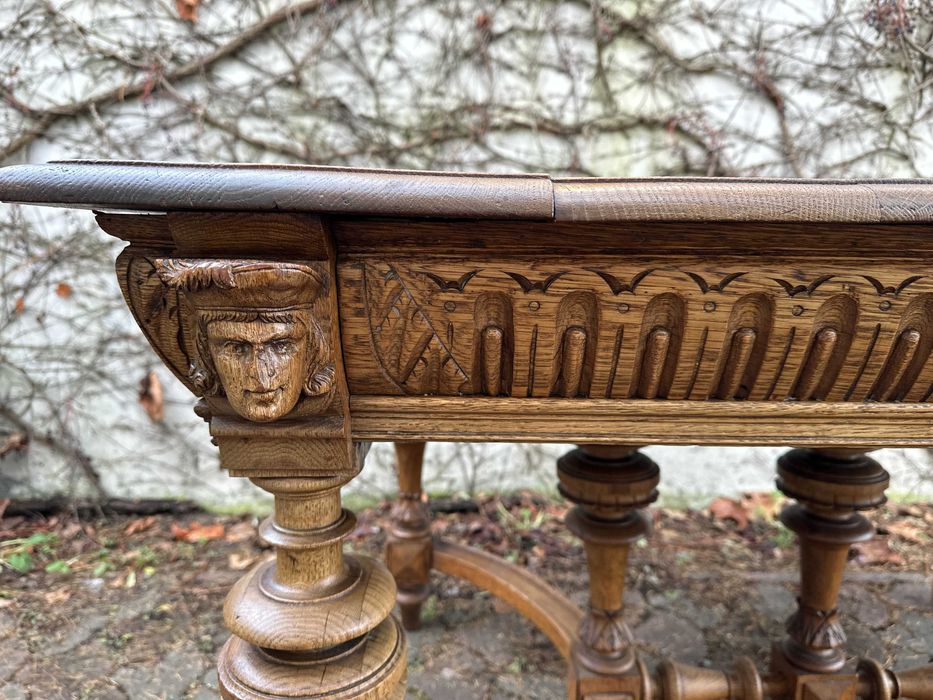 Stary Stol Eklektyczny Antyk Masywne Drewno