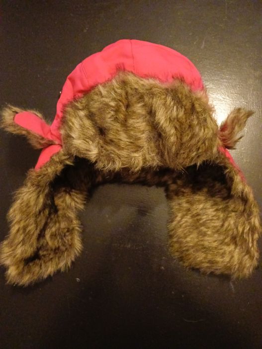 Młodzieżowa czapka zimowa, uszatka "traperska" różowa z futerkiem