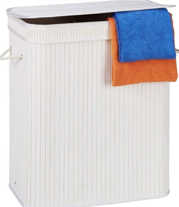 Kosz na pranie bambusowy dwukomorowy