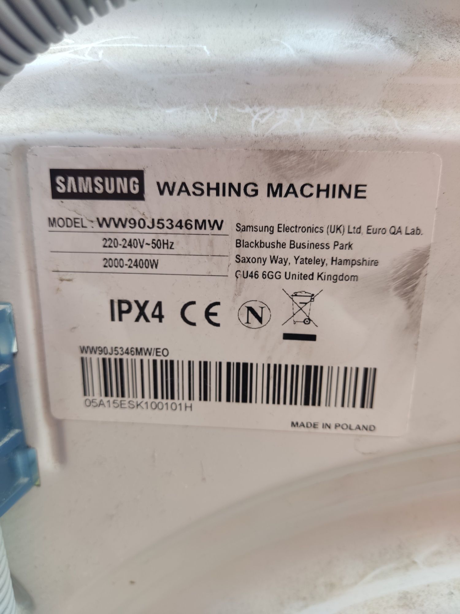 Samsung Eco Bubble 9 kg pompa wody z kompletną całą instalacją elektr.