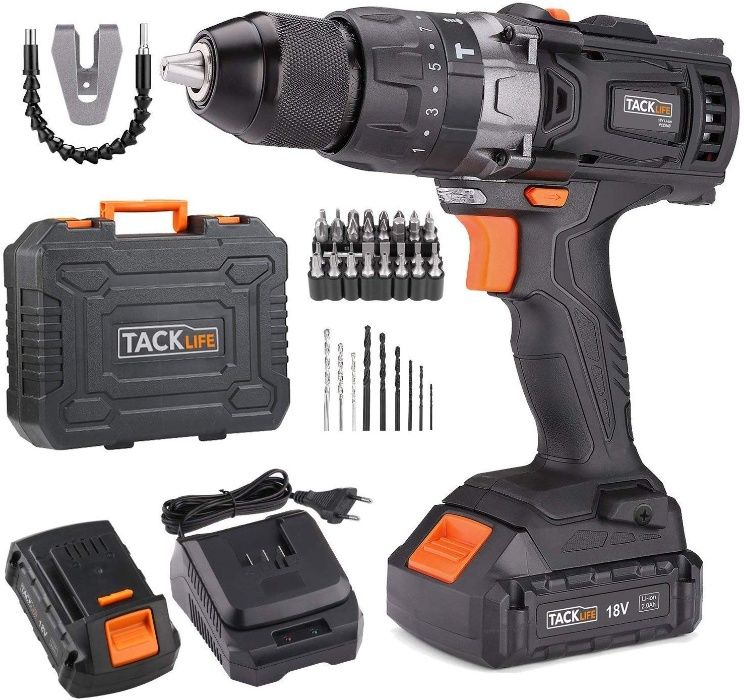 Berbequim sem fios Tacklife 18V com mala e acessórios