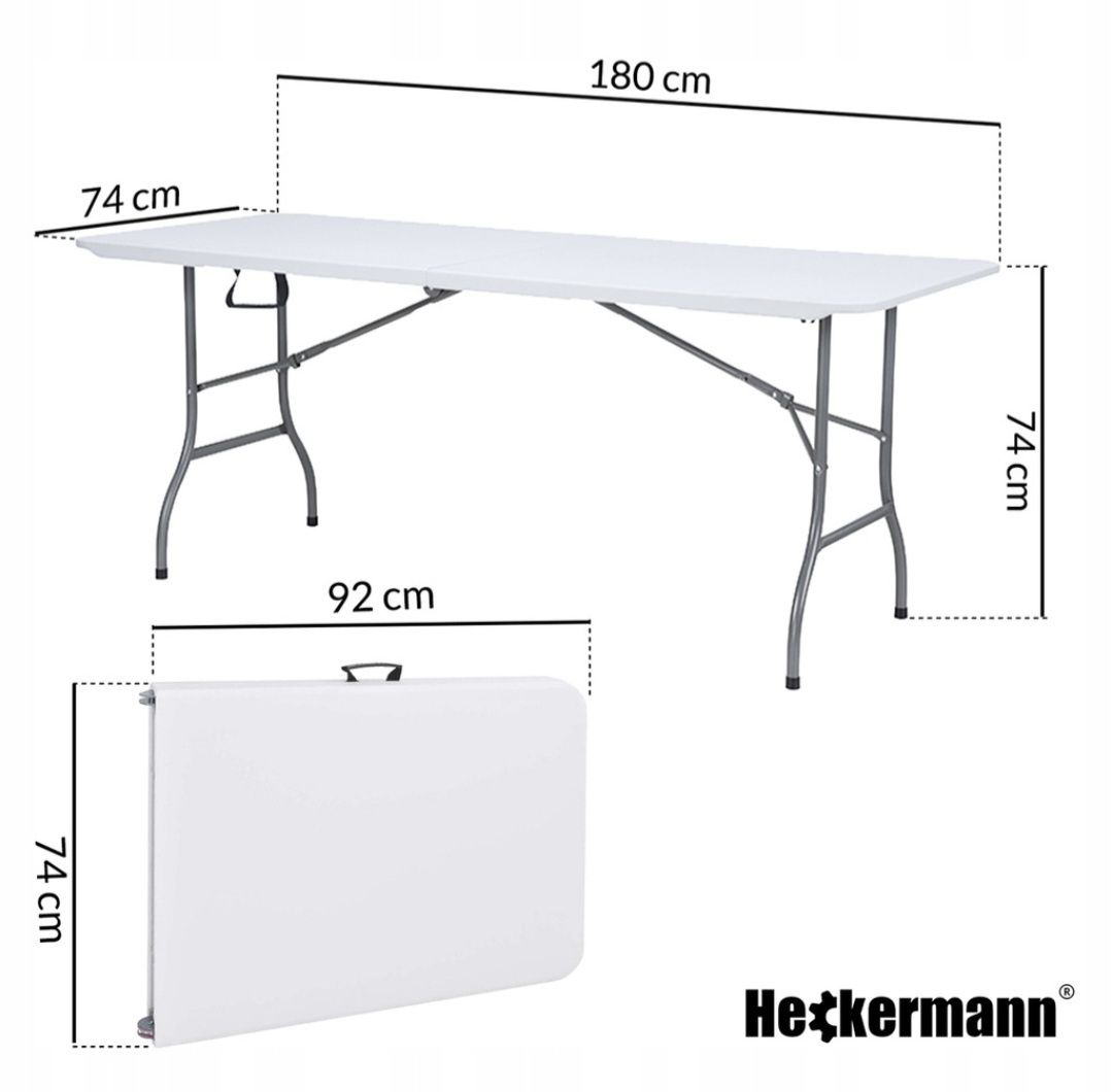 Стіл складаний переносний Heckermann 180х74х74 White