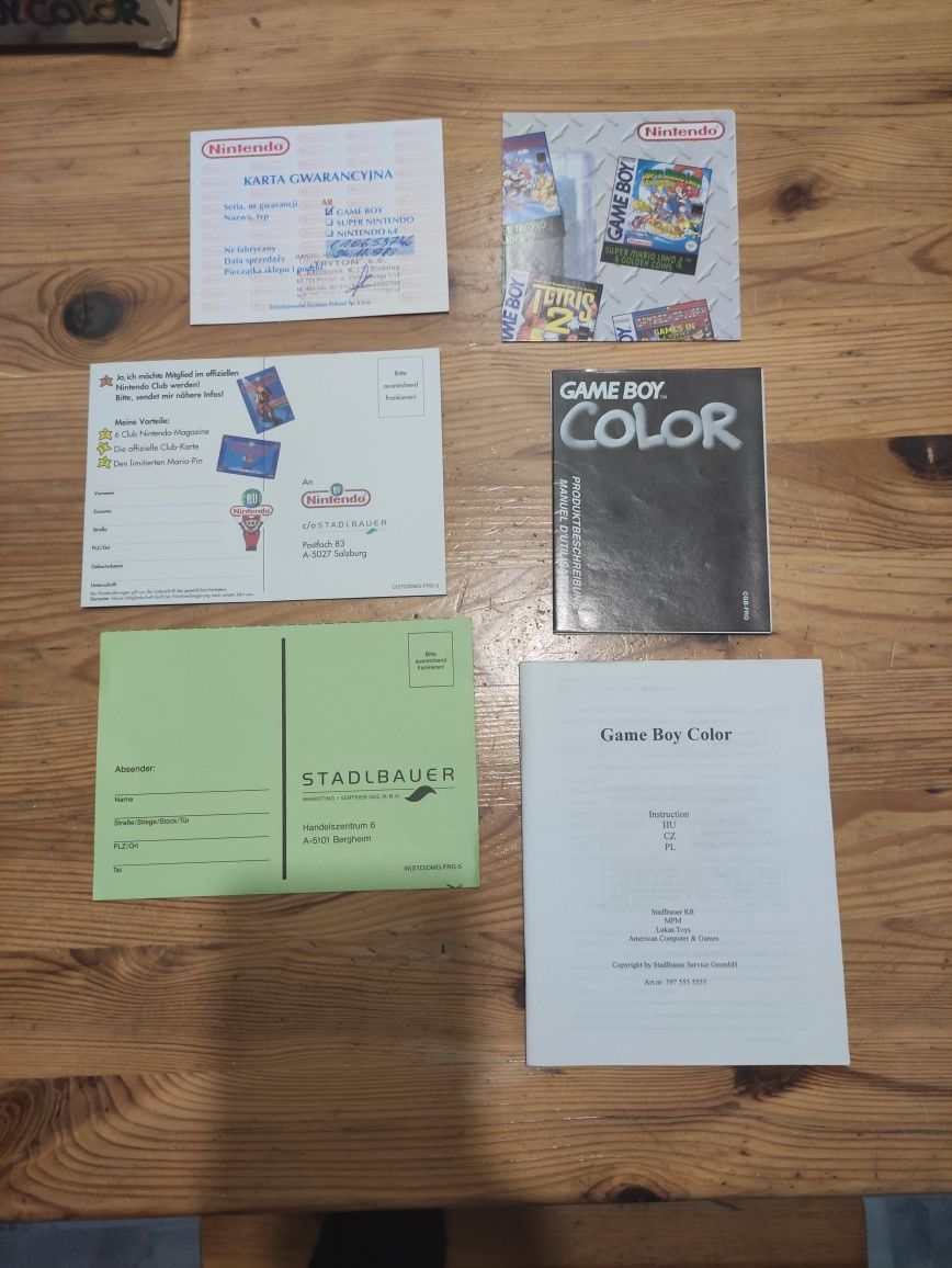 Gameboy game boy color box pudełko wersja europejska