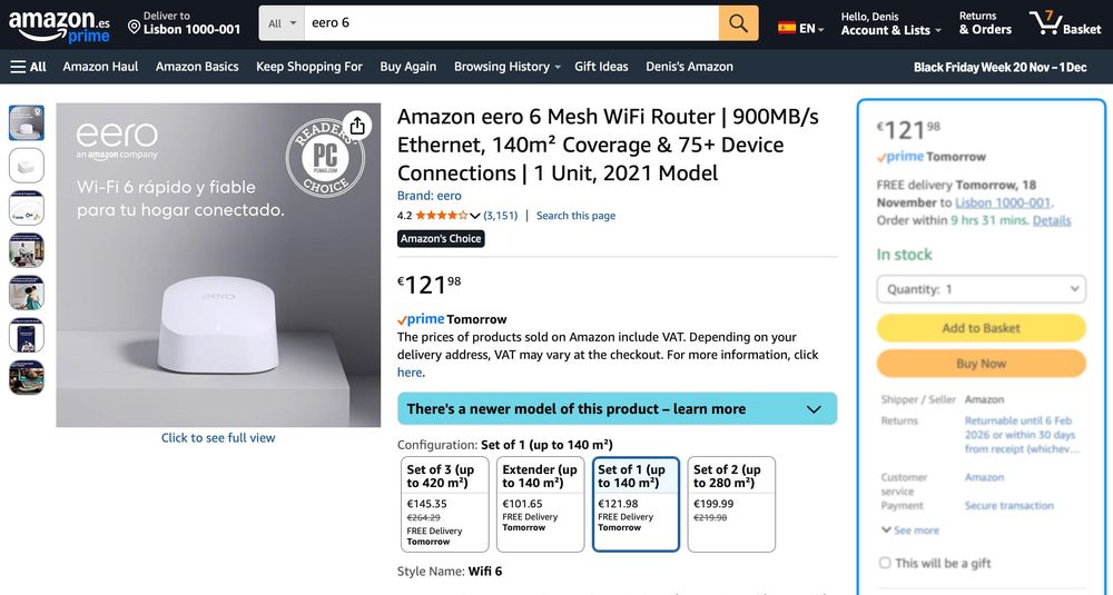 Amazon Eero 6 Mesh WiFi6 Router