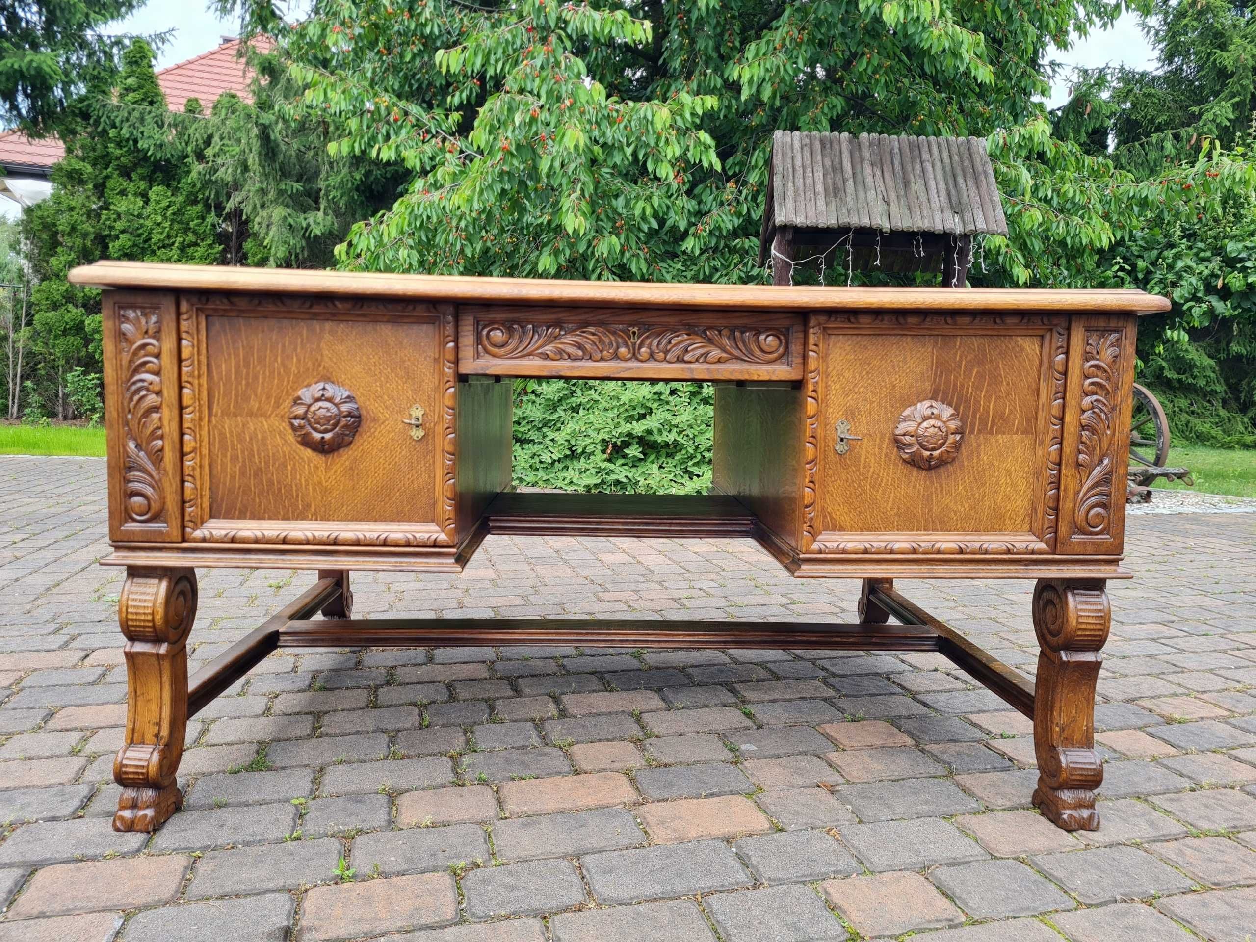 stylowe dębowe dwustronne Biurko 150/110/79