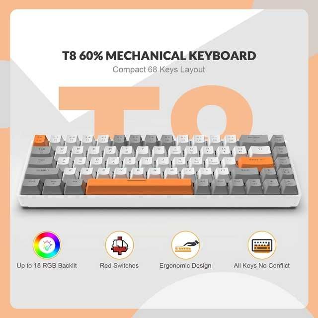YINDIAO T8 60% Mechaniczna Klawiatura do Gier G672