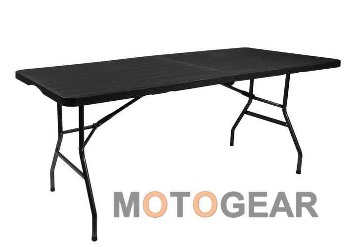 Nowy Stół ogrodowy składany czarny 180cm czarny wyposażenie wnętrz