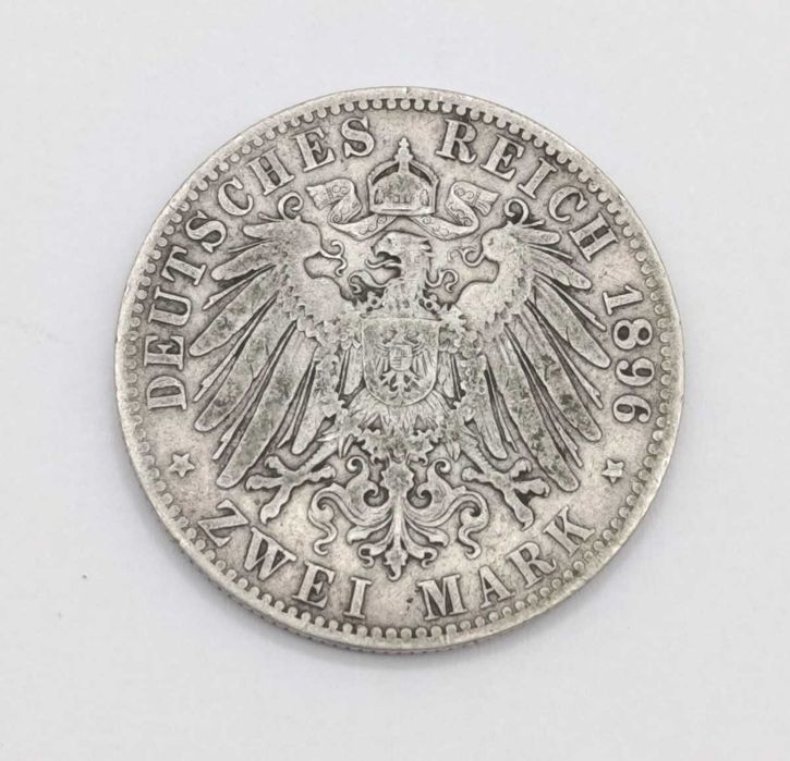 1896 Alemanha Deutsches Reich prata 2 marcos Prússia