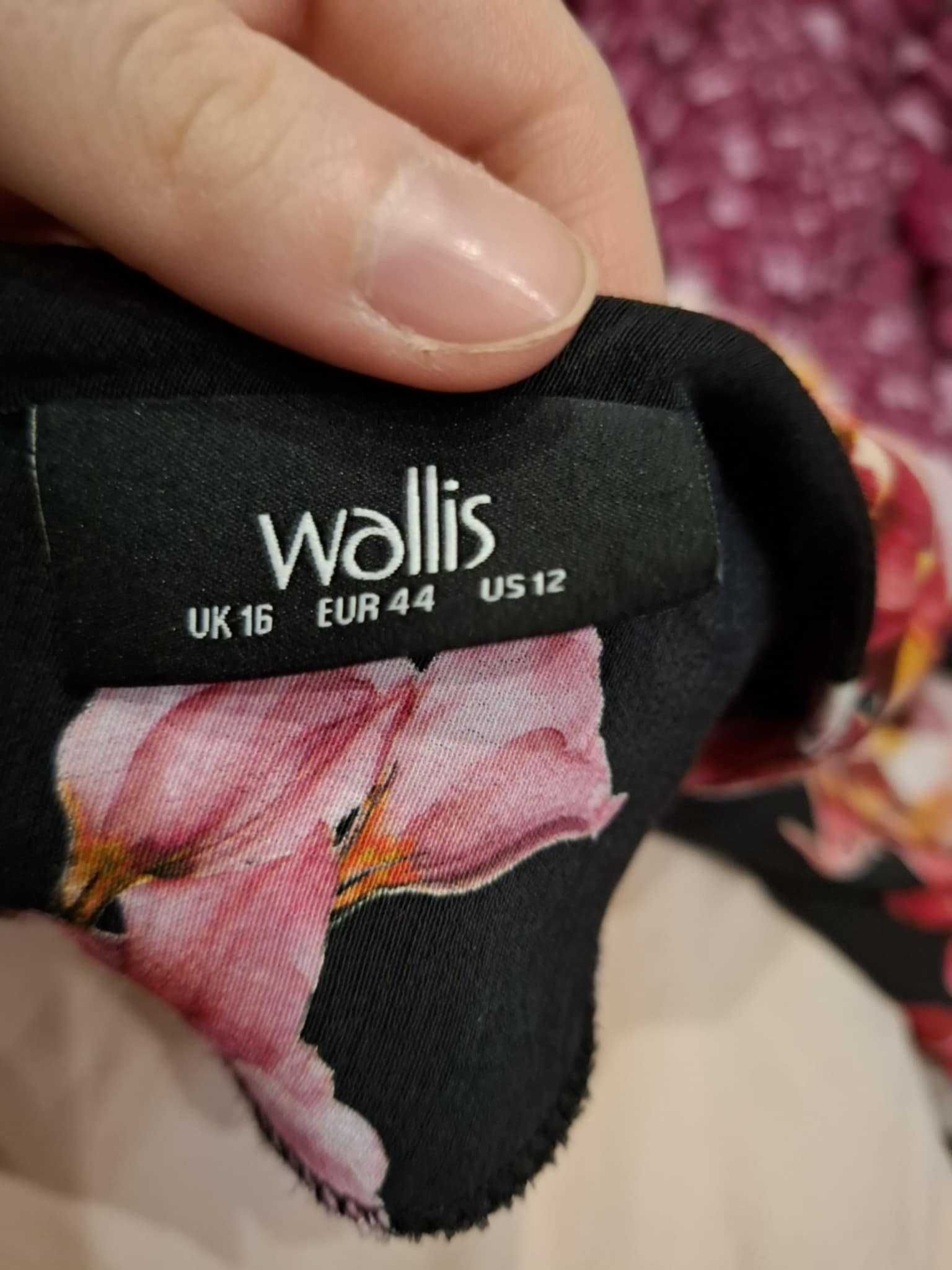 44 Wallis czarna pudrowo różowa sukienka wieczorowa na wesele w kwiaty