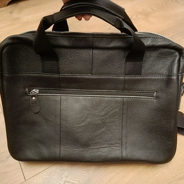 Czarna Torba na laptopa skóra bydlęca