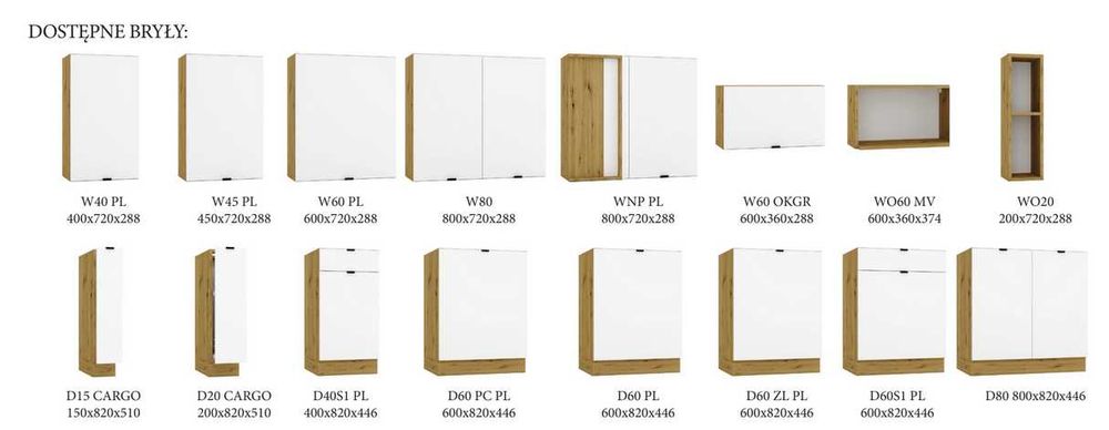 Kuchnia Gianna - dostępna od reki  - biały mat + dąb artisan