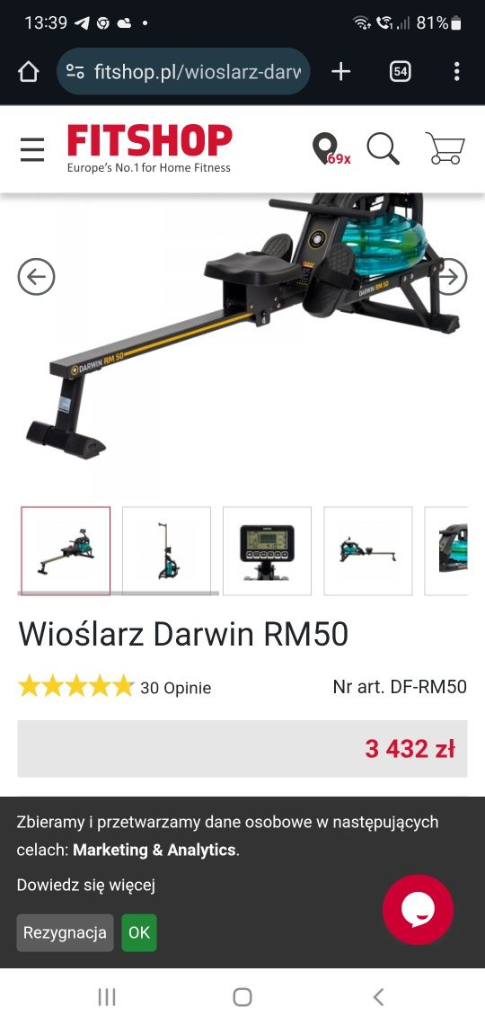 Wioślarz wodny Darwin RM50