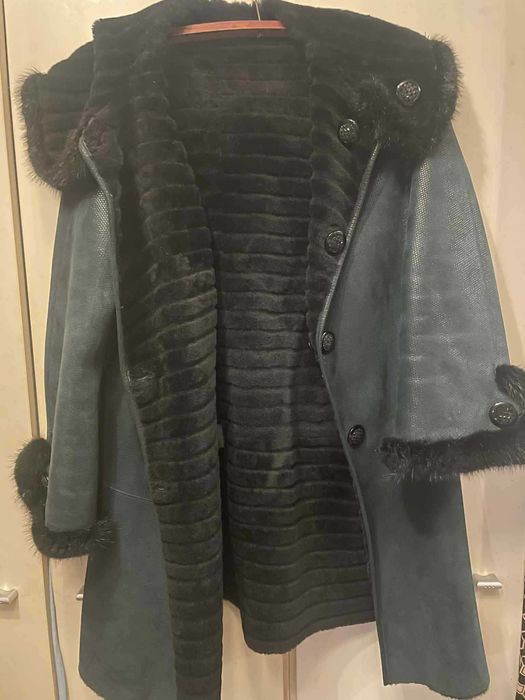 дублянка-шуба двостороння (натуральна, оторочка норкою)