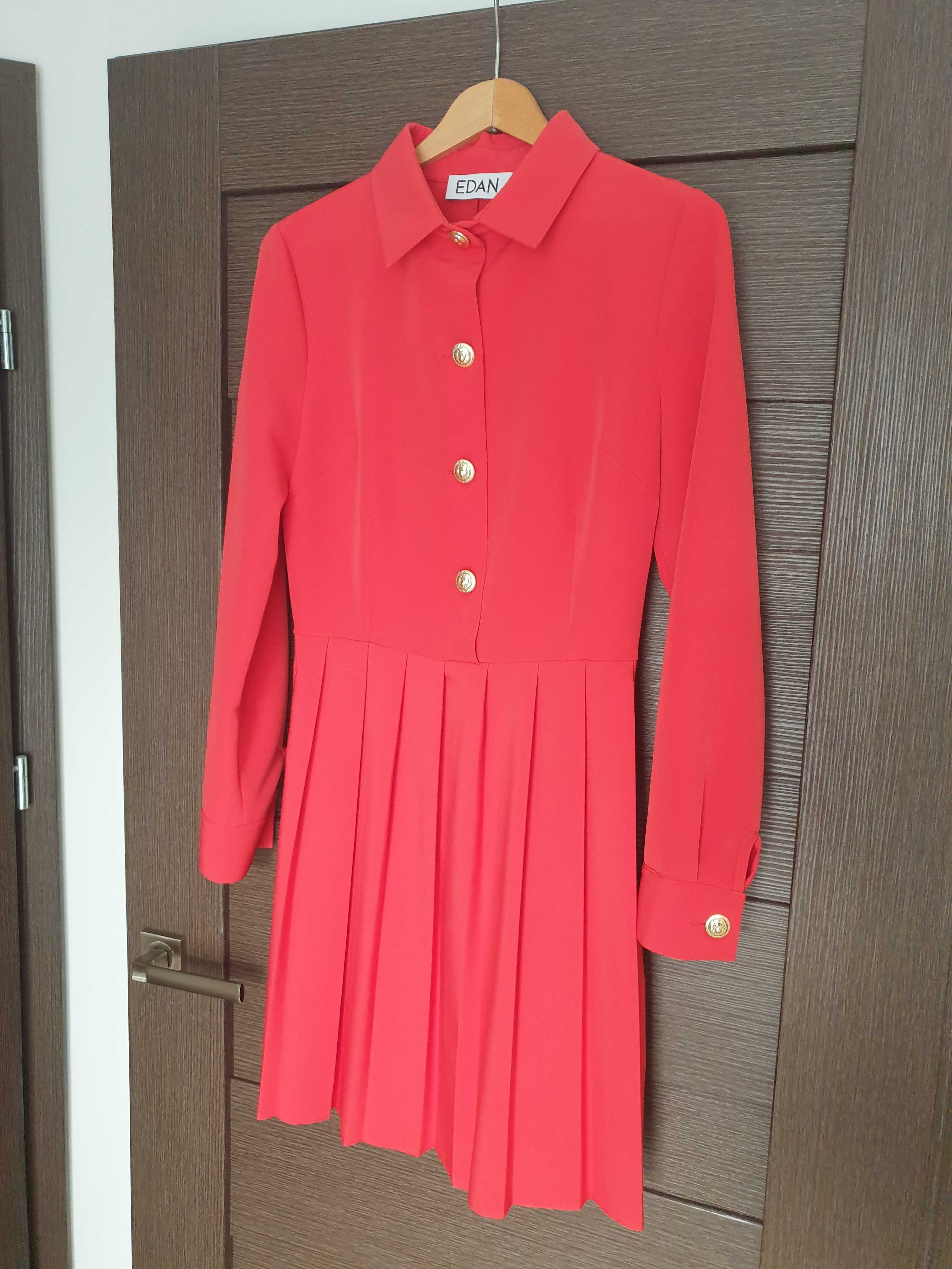 Czerwona plisowana sukienka Edan r.XS