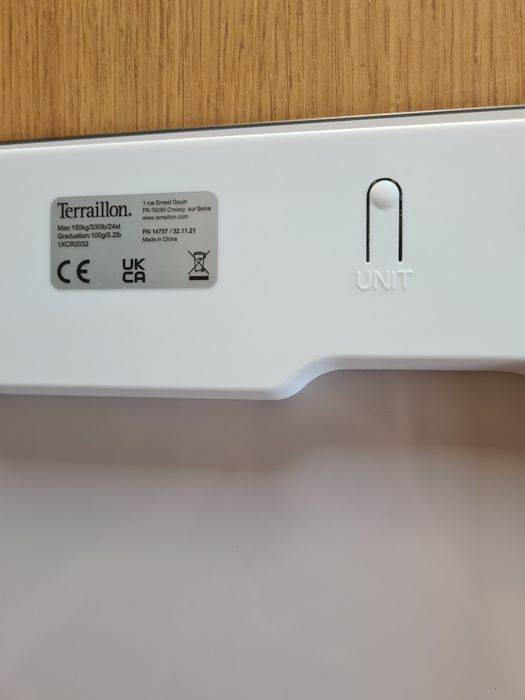 TERRAILLON Waga analityczna waga łazienkowa max 150 kg jasna szara