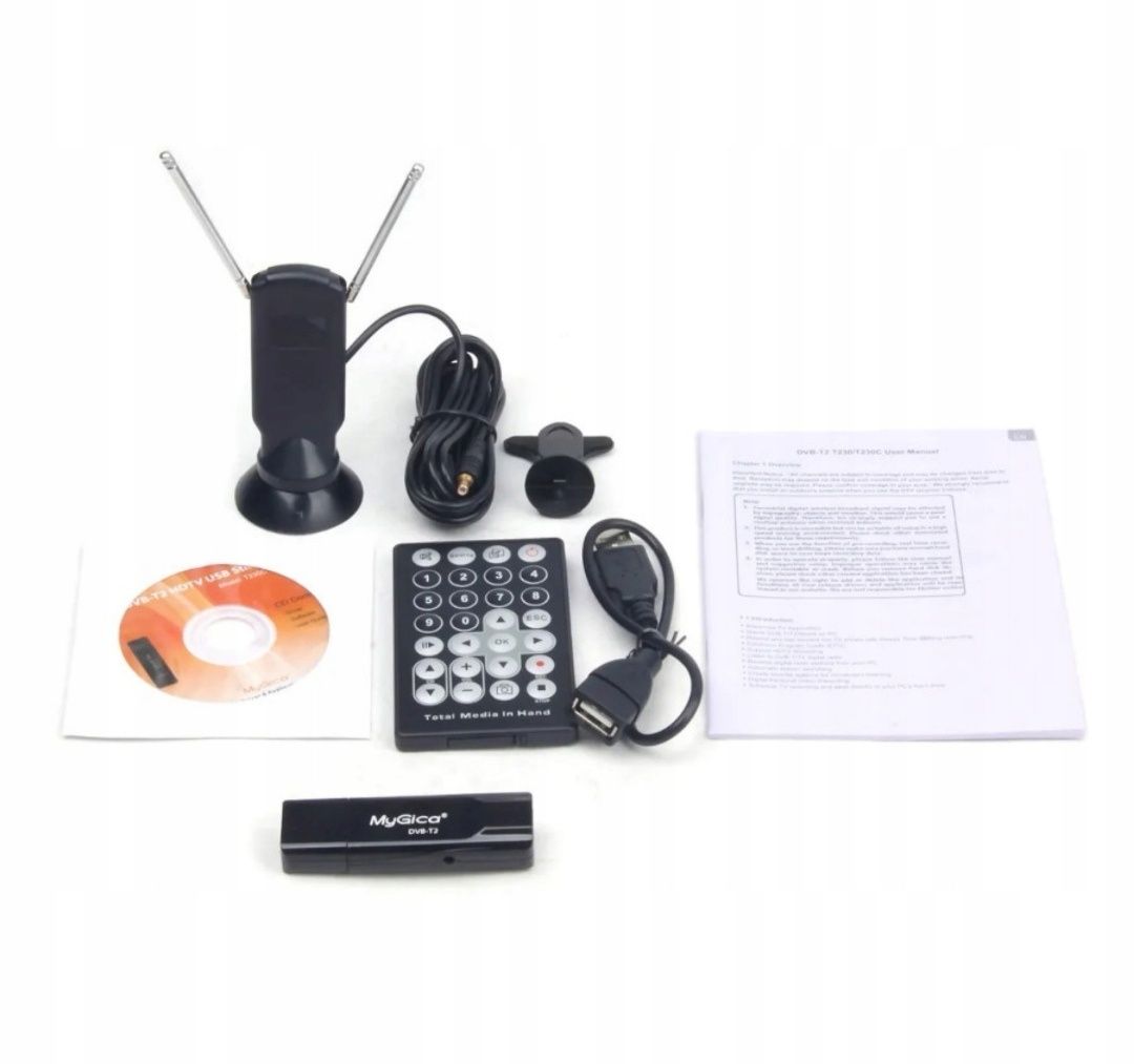 Geniatech T230C Tuner DVB-T2 USB TV do laptopa komputera, z pilotem