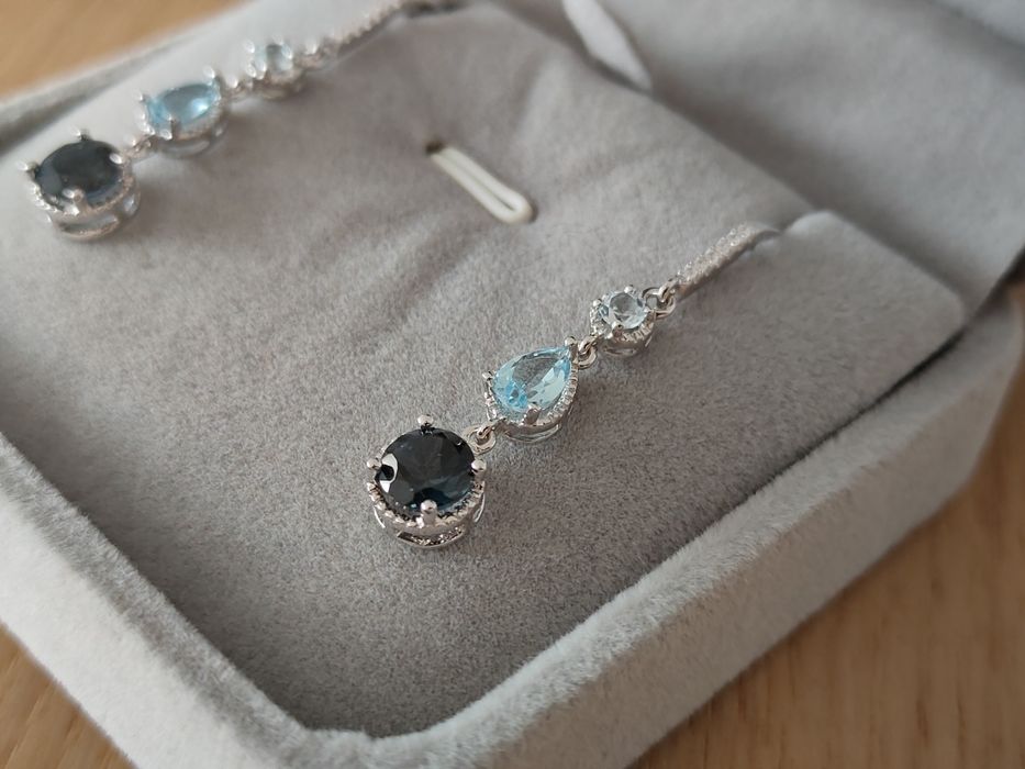 Kolczyki srebro 925 z naturalnym topazem i fluorytem