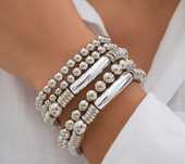 Conjunto 5 pulseiras prateadas