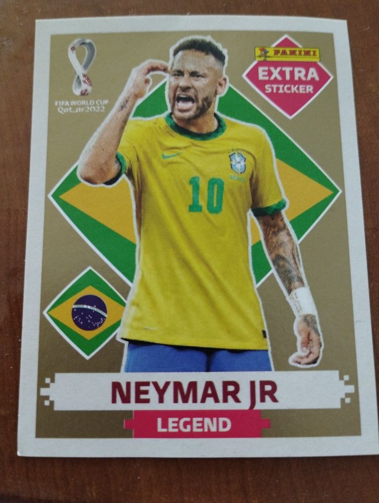 Cromo lendario do Neymar dourado, mundial 2022