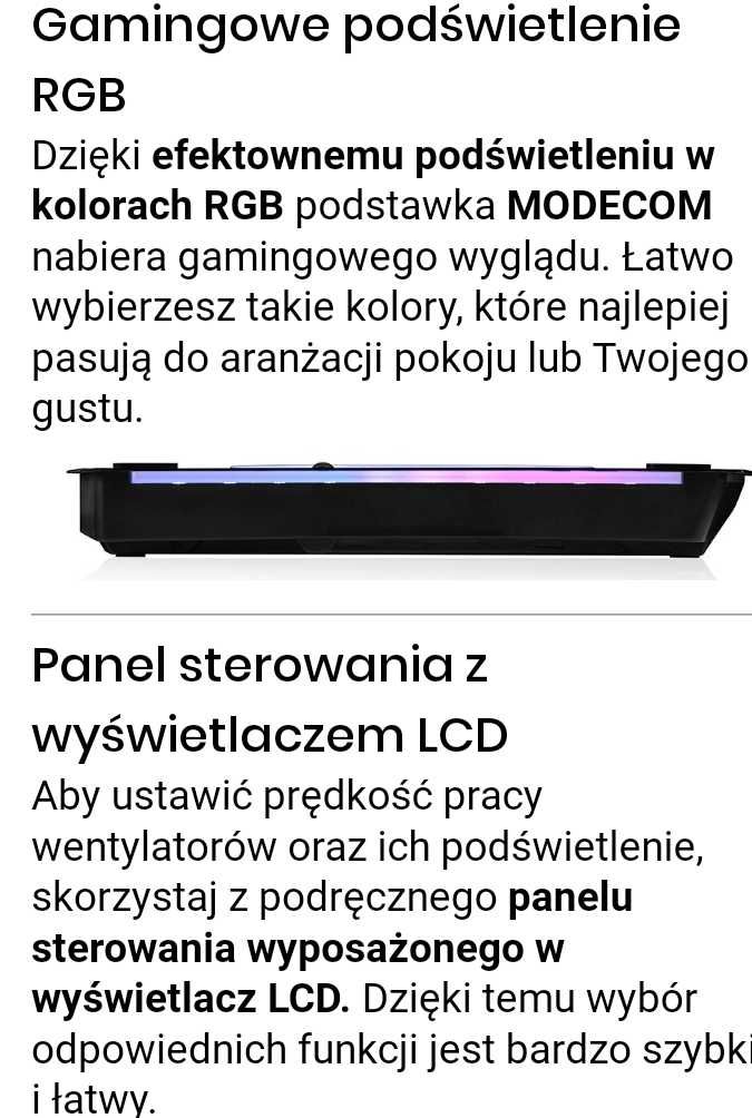 MODECOM MC-CF18 RGB podkładka chłodząca pod laptopa 15,6 do 17