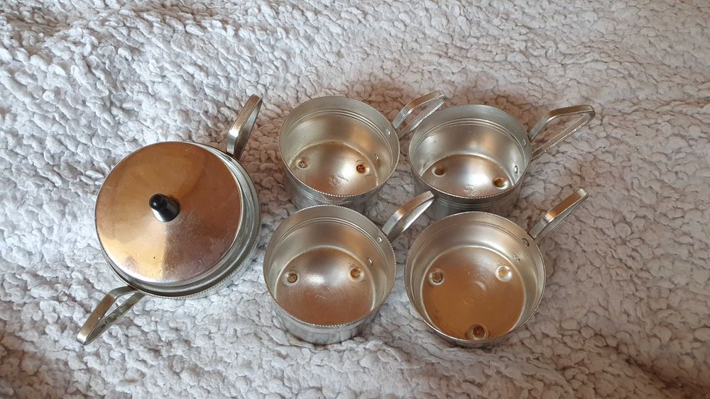 Uchwyty do szklanek 4szt i cukiernica, PRL