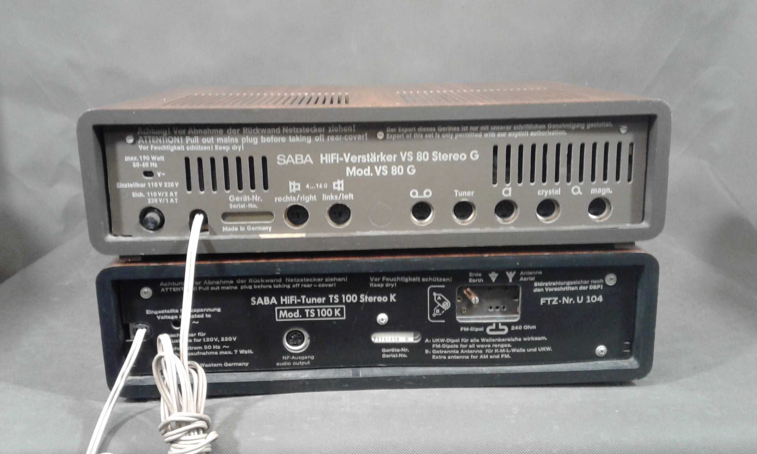 SABA VS-80,SABA TS-100,zestaw stereo vintage