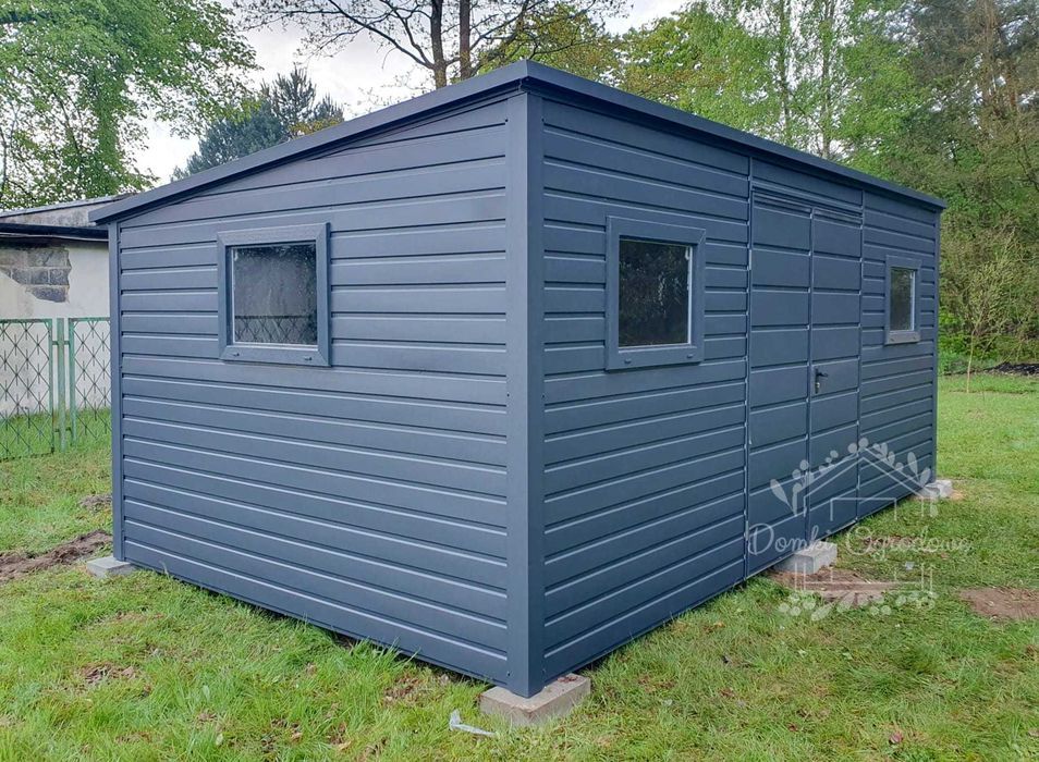 Schowek Domek Ogrodowy 6x2,5m  Drzwi 3x okno Antracyt  ID562