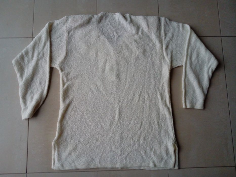 Sweter sweterek biały ecru z perełkami M 38 40 42 L