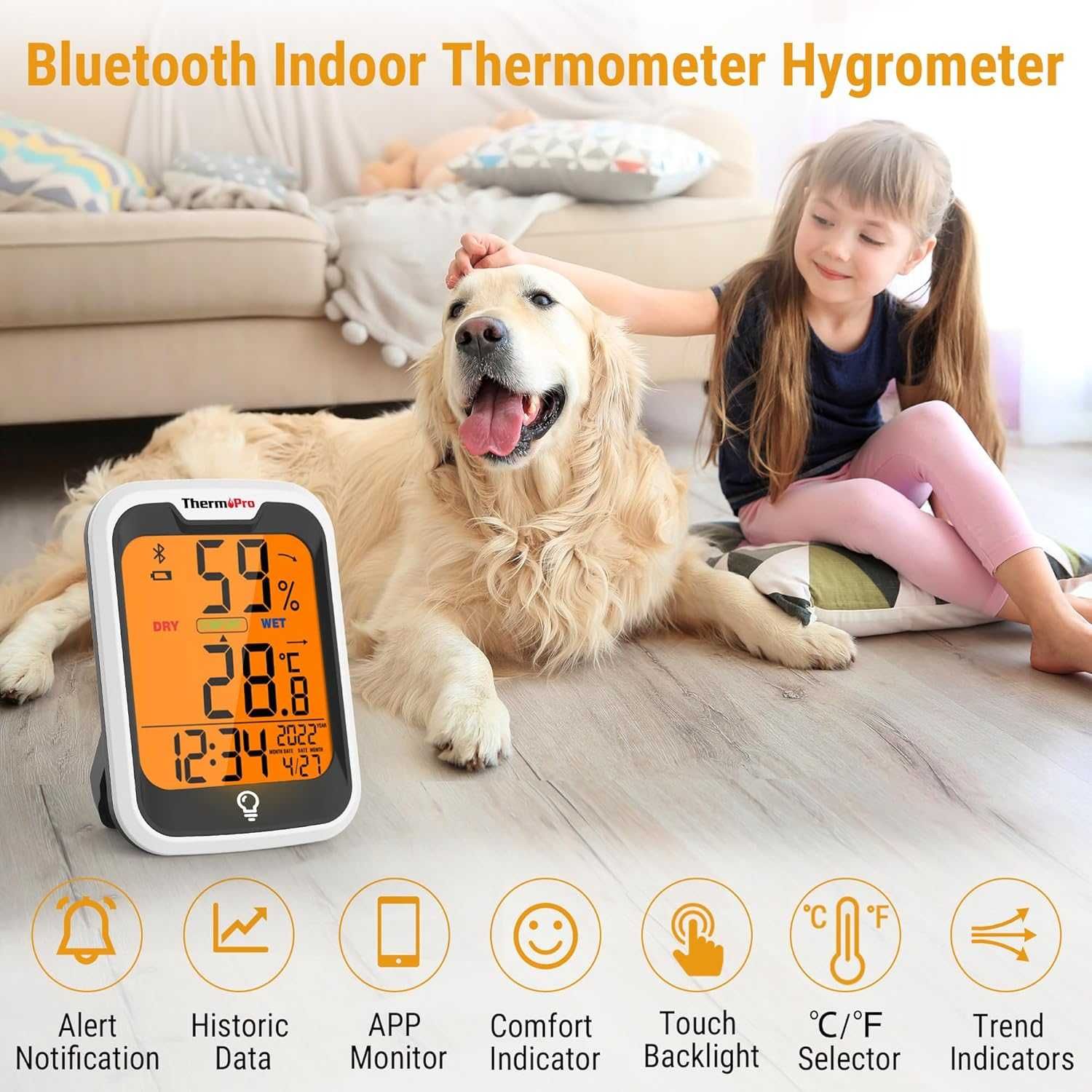 ThermoPro TP358 Termometr pokojowy z higrometrem, Bluetooth