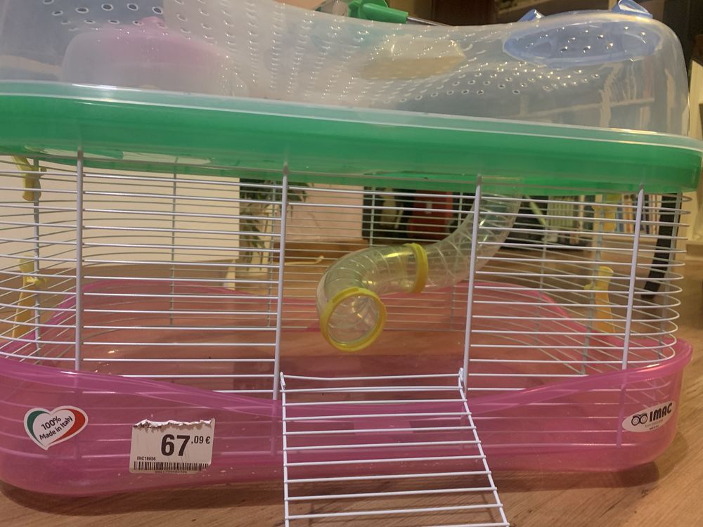 Gaiola com acessorios para hamster