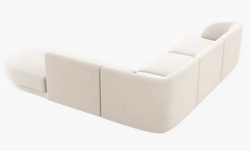 Sofa narożna 6-os. Miley Micadoni Welur jasny beż prawa 255x248x70cm