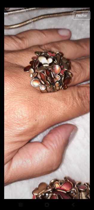 Conjunto colar e anel borboletas