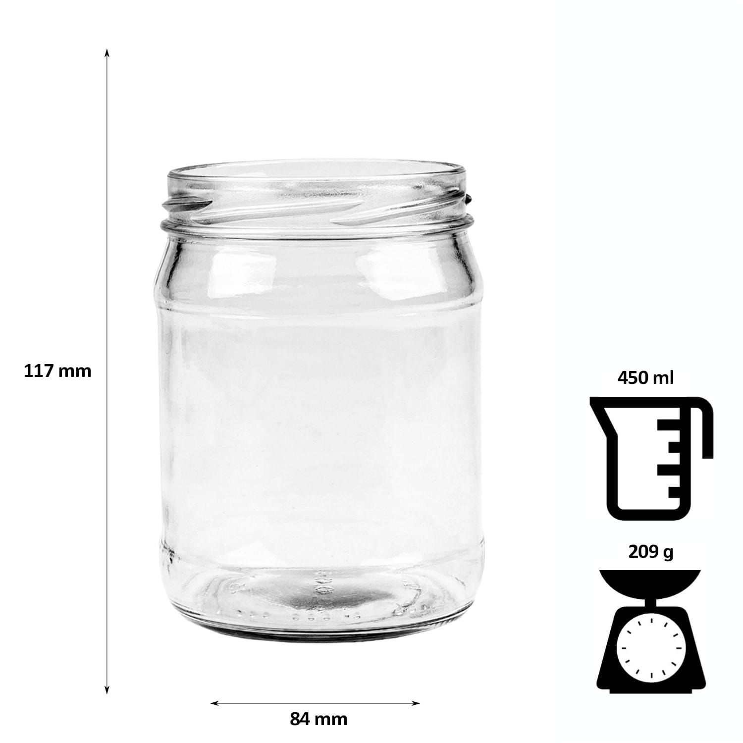 10x słoik szklany 450 ml z zakrętką
