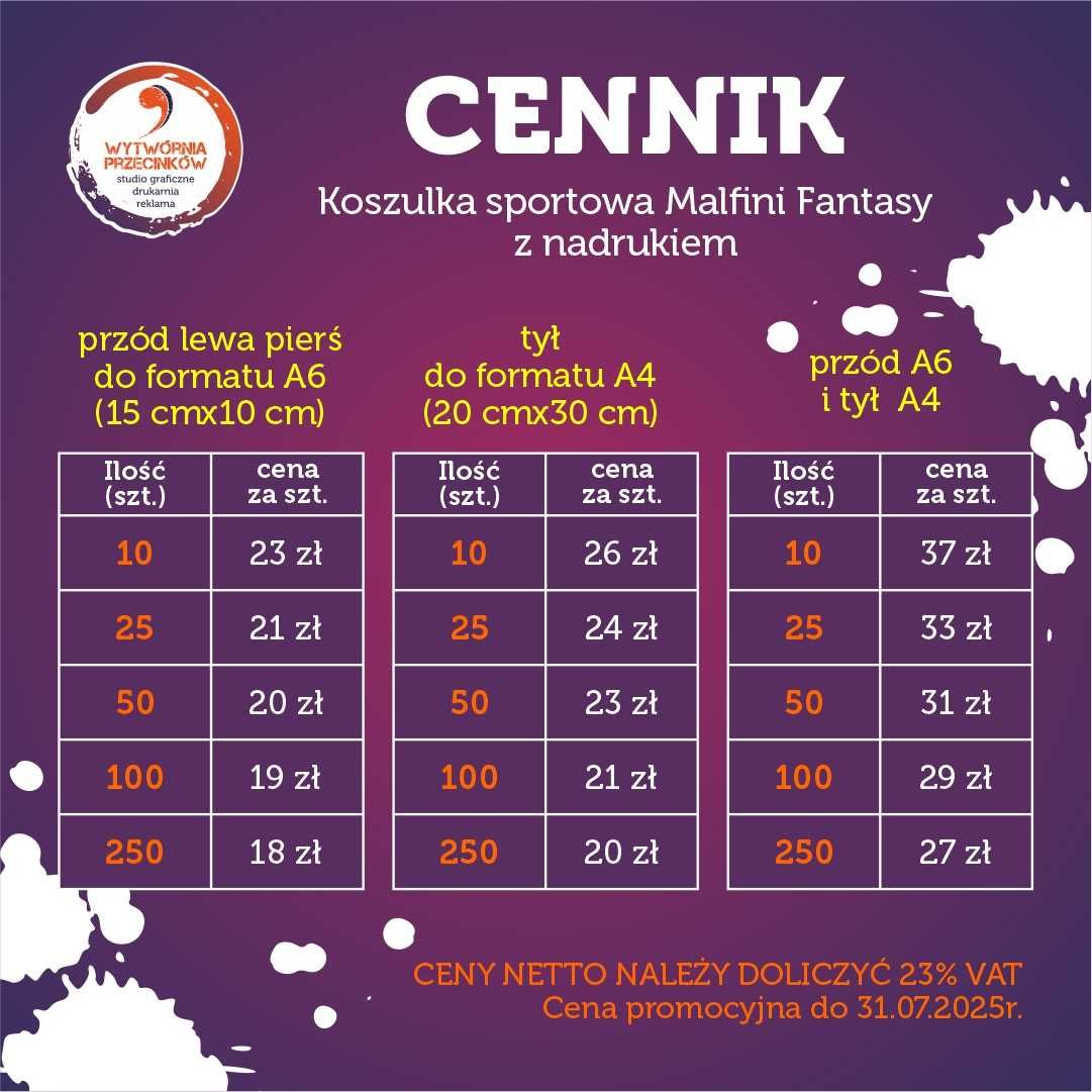 Koszulki sportowe z nadrukiem PROMOCJA!