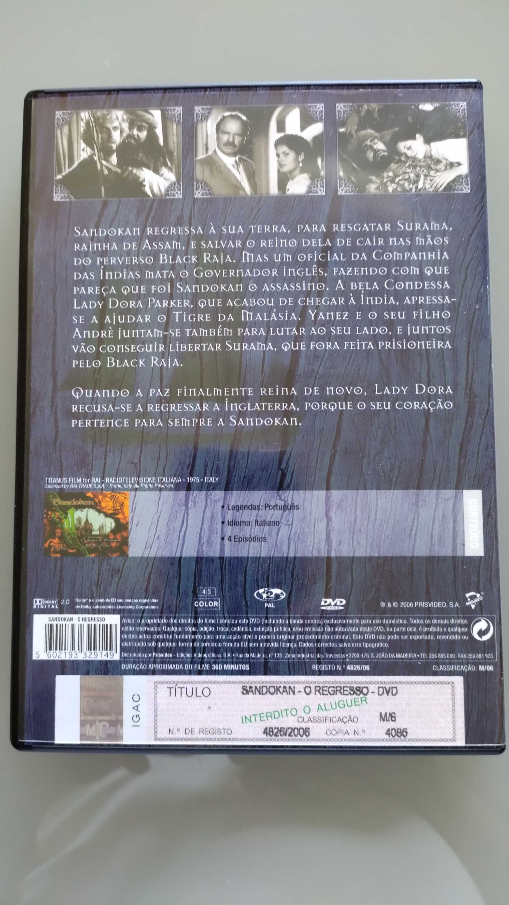 2 DVDs Sandokan Tigre da Malásia - O Regresso - Séries completas