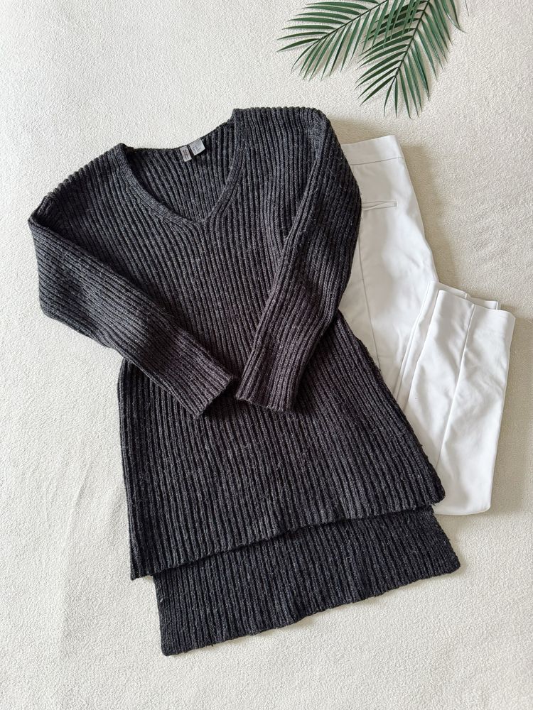 Szary sweterek z zamkami welna xs Pinterest zimowy oversize