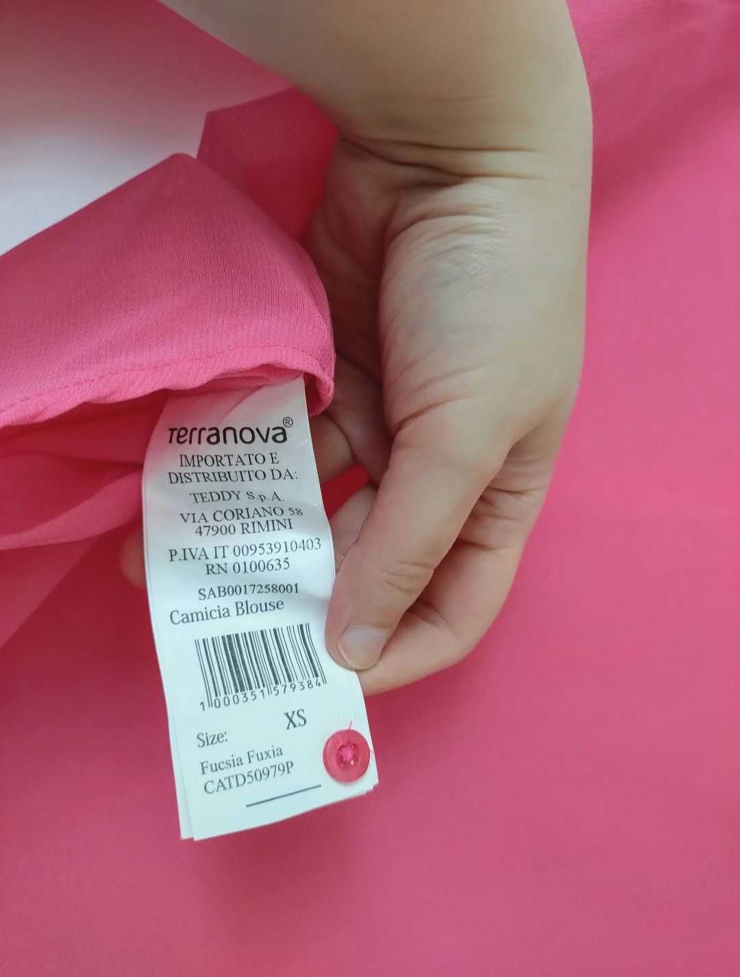 NOWA różowa koszula mgiełka bluzka neonowa Terranova długi rękaw 34 XS