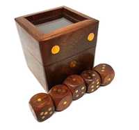 Gra w kości w pudełku drewnianym ze szklanym topem - G151g/az