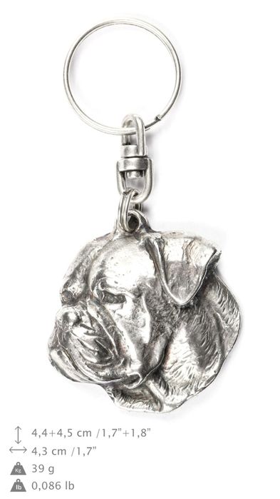 Buldog amerykański brelok do kluczy posrebrzany Art-Dog