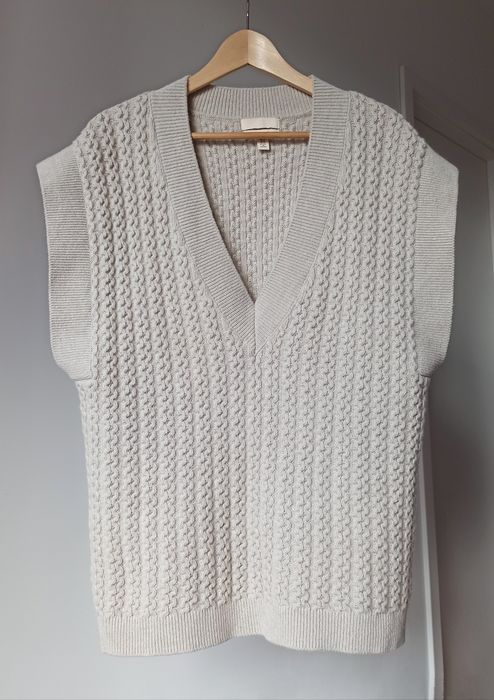 Kamizelka wełniana kaszmirowa bezrękawnik sweter H&M beżowa kaszmir